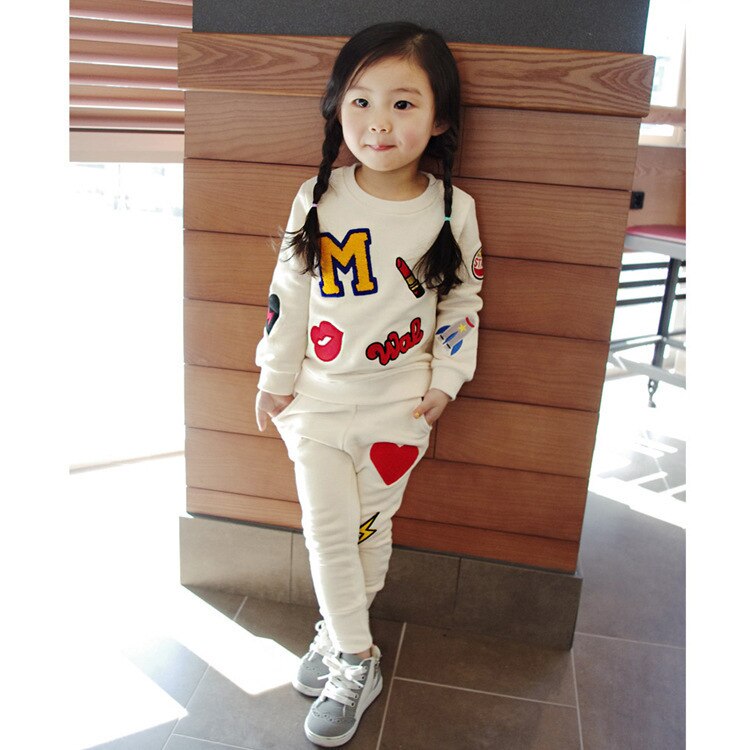 2022 Spring Autumn Baby Girl Sets Clothing Korean Cotton Version Round Neck Long-sleeved Sweater Trousers 1 2 3 4 5 6 7 8 year