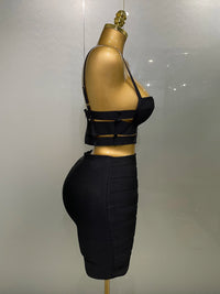 2025 New Arrival High Quality Women Sexy Bandage Tops Fashion Pencil Skirts Set Nightclub Party Celebrate Women's Set