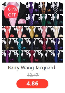 Barry.Wang Gold Silk Mens Tie Hanky Cufflinks Set Yellow Beige Orange Luxury Jacquard Necktie For Male Wedding Business Party