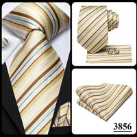 Hi-Tie Champagne Floral Paisley Silk Elegant Tie For Men Groom Wedding Men Necktie Pocket Square Cufflink Accessory Wholesale