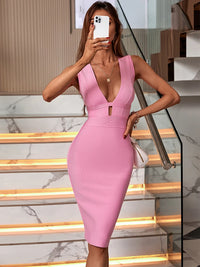 Bandage Dress for Women 2022 Summer Pink Bodycon Dress Sexy Cut Out Rayon White Black Red Club Party Dress Evening Outfits