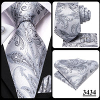 Hi-Tie Champagne Floral Paisley Silk Elegant Tie For Men Groom Wedding Men Necktie Pocket Square Cufflink Accessory Wholesale
