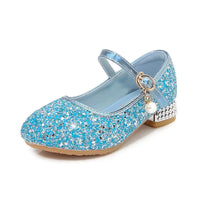 Zhongda Girls' Fashion Show Crystal Shoe New Versatile Mary Jane Fashion Sequins Walk Princess Shoe School Shoes for Kid Girls