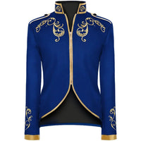 British Style Men Embroidered Flower Suit White / Blue / Red Male Wedding Dance Party Coat Singer Stage Performance Dress Blazer