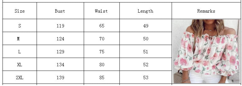 Sexy Women Spring Autumn Ruffles Chiffon Tops Tees Floral  Belt Off Shoulder Casual Femme Blouse Shirt Befree Boho