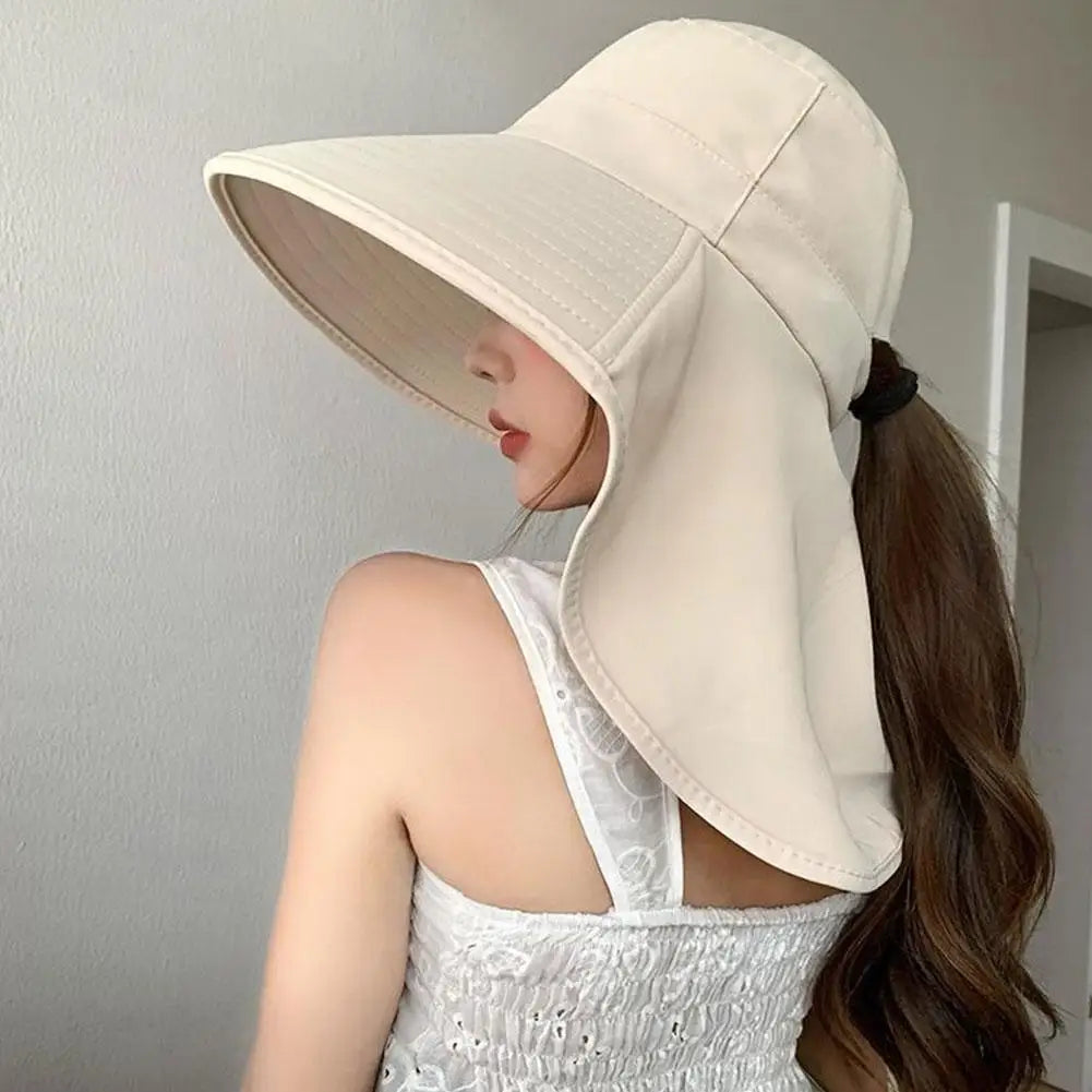 Outdoor Sun Bucket Hat for Women Girls Wide Brim Sun Hat Women Anti-UV Protection Hiking Fisherman Cap Neck Protection Sun Visor