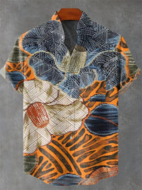 New Men's Linen Short Sleeve Shirt Best Selling Style Touch Comfortable Fabric 3D Art Print Ocean Pattern