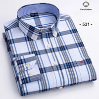 New in shirt Plus size 7xl 100%cotton Oxford long-sleeve shirts for man slim fit formal plain shirt plaid office elegant clothes