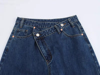Woman Jeans Pants 2025 Spring High Waist Wide Leg Straight Fit Blue Casual Vintage Versatile Daily Streetwear Denim Jeans