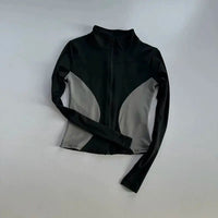 Outdoor Sports Long Sleeved Women Slim Yoga Clothes Quick Dry Zipper Cardigan Stand Up Collar Jacket Running Fitness Jacket Top