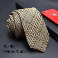Mens Ties 6cm Classic Cotton Handmade Skinny Neck Ties for Men Striped Narrow Collar Slim Cashmere Tie Casual Plaid Tie For Man