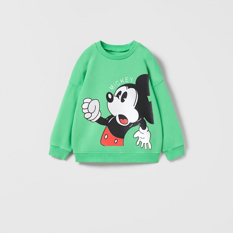 Cartoon Sweatshirts Pure Color Casual Sports Long-sleeved T-Shirt For Boys And Girls