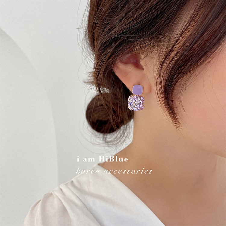 Earrings Retro Temperament Europe and America 2023 New High-quality Purple Earrings Female Exquisite Niche Fashion Stud Earrings