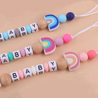 Rainbow Beech Clip Pacifier Chain Baby Silicone Pacifier Chain Baby Teether Pacifier Anti Drop Chain Baby Product