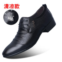 Summer Black Brown White Men Leather Shoes Mens Pointed Toe Dress Shoes High Quality Formal Slip On Hollow Out Sandals Man h78