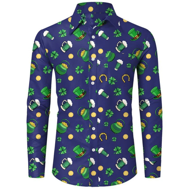 Men's shirt pattern shirt 3D printed shirt outdoor street long sleeved V-neck clothing fashion designer casual and comfortable