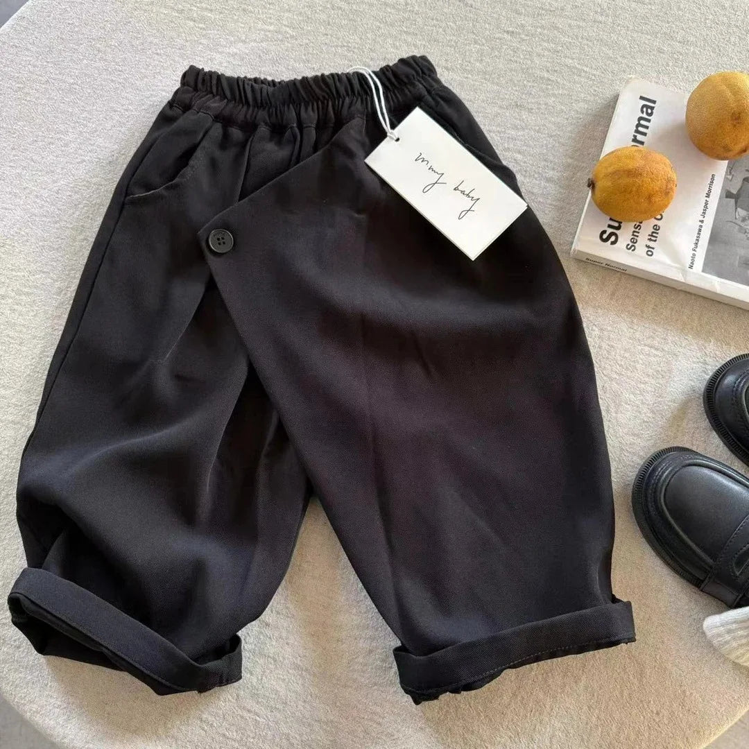 6635 Children's Pants Autumn 2025 Korean New Solid Color Boy's Pants Labeling Baby Girl's Casual Pants Trousers