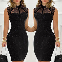 Summer Elegant Women Luxury Sexy Black Lace Dresses Sleeveless Formal Occasion Chic Mini Party Prom Short Bodycon Dress Clothes