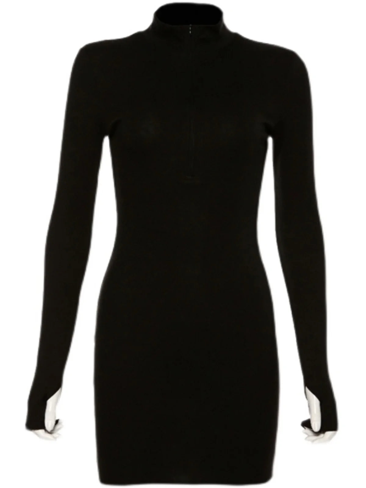 Slim Fit Chic Street Sle Long Sve Stand Collar ort Dr Women's High Waist Bodycon Dr Polyester Spandex Blend