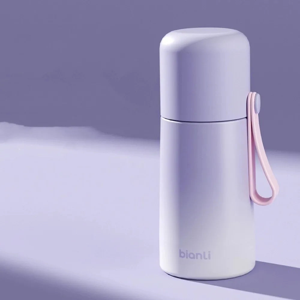 Portable Gradient Design Thermos Cup Leak-Proof Stainless Steel Insulated Cup High Appearance Double Lid Cup Outdoor