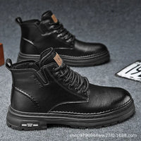 Luxury Men Ankle Boots Retro British High-top Men Boots Fashion High Quality Leather Shoes 2024 New Outdoor Men Motorcycle Boots