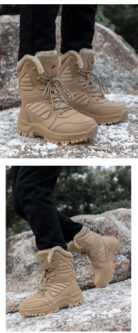 Winter Boot Men's High-top Waterproof Ankle Boots Men Thick Plus Warm Large Size Snow Hiking Boots Outdoor Cotton Shoes Sneakers