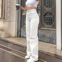 Women's jeans solid color simple daily stretch narrow straight pants