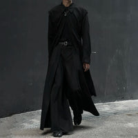 Mens Mid-Length Shirt Dark Gothic Style Casual Cape Autumn Japanese Streetwear Fashion Mature Style Long-Sleeve Tops Unisex 2024