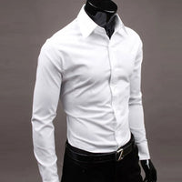Men\'s Long Sleeve Button Up Shirts Solid Slim Fit Casual Business Formal Dress Shirt Suit for Wedding