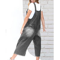 Women Denim Jumpsuits and Rompers Vintage Ripped Hole Wide Leg Jeans Overalls Ladies Casual Playsuits