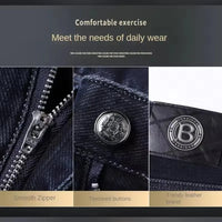 Men's Straight-leg Jeans High-quality Light Luxury Embroidered Casual Versatile Fashion Slimming Smooth Silhouette Style