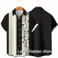 Men Summer Poker Symbol Stripe Print Shirt Casual Beach Short Sleeve Clothing Male Button Lapel Collar Shirt Fashion Leisurewear