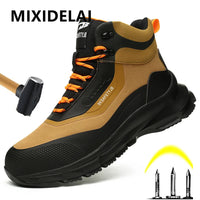 Outdoors Indestructible Shoes Work Boots Steel Toe shoes Men Safety boots Anti-smash Anti puncture Industrial Shoes Non-slip