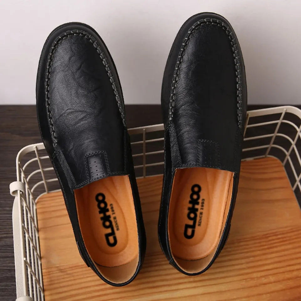Genuine Leather Men Casual Shoes Luxury Brand Mens Loafers Moccasins Breathable Slip on Black Driving Shoes Plus Size 37-47