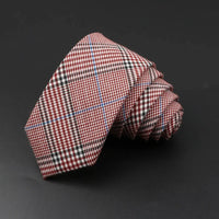 Classic Black Grey Plaid Cotton Necktie 6cm Slim Fashion Skinny Tie Men Tuxedo Suit Party Business Casual Accessory Cravat Gift