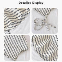 Striped UPF 50+ Sun Protection Bucket Hat, Lightweight Breathable Wide Brim UV Block Sun Hat Adjustable Chin Ties for Outdoor