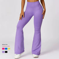 Fashion Wide Leg Tight Seamless Hip Lifting Yoga Bell-Bottom Pants Abdominal-Shaping High Waist Bootcut Casual Sports Pants Pants