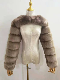 ZADORIN Autumn Winter Cropped Faux Fox Fur Coat Women Luxury Raccoon Long Sleeve Warm Fur Jackets Female Outerwear Pink Red