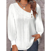 Plus Size 1XL-5XL size Women's Shirt Solid Color Diagonal Collar Long Sleeved Button Up Shirt Casual Holiday Party Shirt