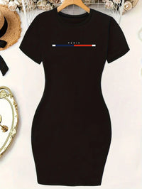 Women's Summer Dress Sexy Women's summer sexy short mini dress with black print