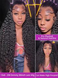 44 40 Inch 13x6 HD Transparent Lace Front Human Hair Wig For Black Women Curly Wig Pre Plucked Deep Wave Water Wave Frontal Wigs