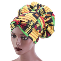 African Print Satin Bonnet With Long Ribbon Wrap Double Layer Headwrap Ankara Pattern Women Hair Cover Large Size Hair Wrap Cap