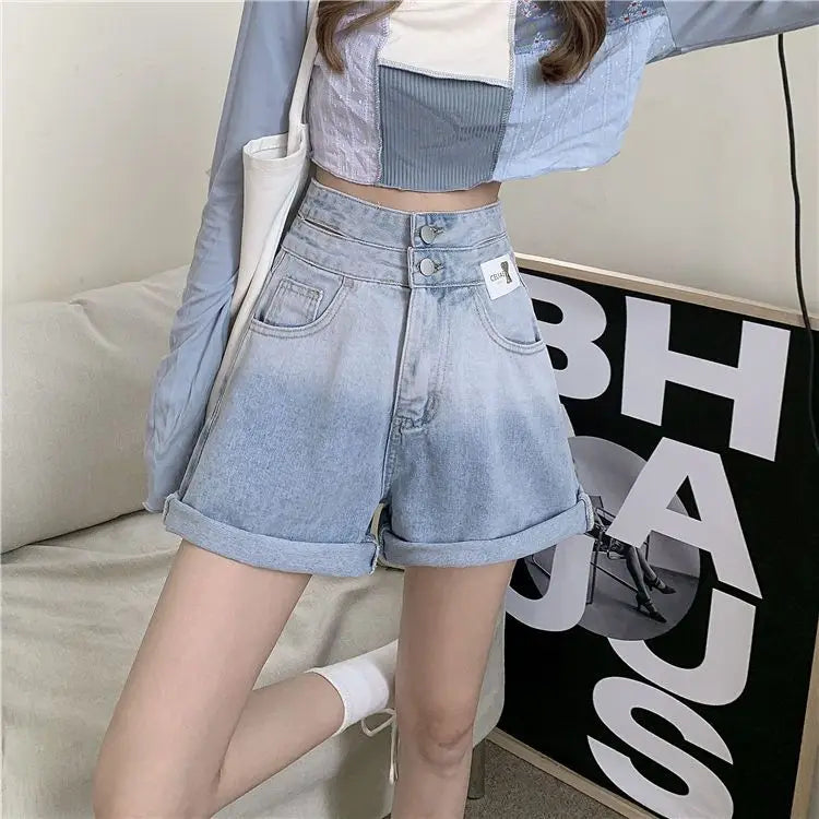 Ripped Denim Womens Shorts High Waist Wide Short Pants for Women To Wear Y2k Harajuku Elegant Design Fashion Jeans Trend 2025 XL