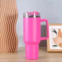 Stainless Steel Vacuum Insulated Car Cup with Dual Straw Lid, Thermal Icy Travel Handle 40oz New