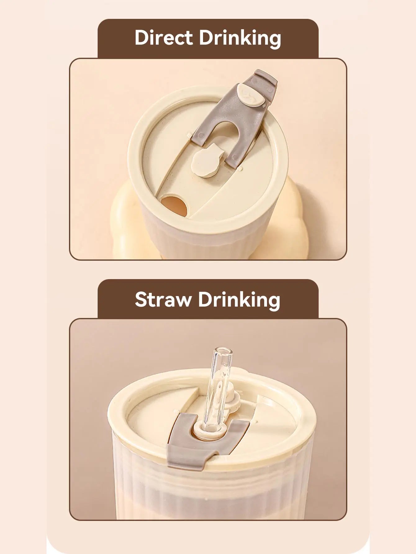 WORTHBUY Cute Bear Plastic Water Cup Large Capacity Water Bottle Travel Leak-proof Tumbler With Lid Portable Milk Coffee Cups