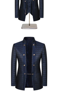 2025 New Wedding Host Performance Men's Suit Dress Three-piece Botanical Floral Pattern  Blazer  for Men with Pants and Vest