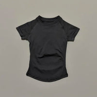 HISTELLO Sport Short Sleeve Top Women Gym Yoga Top Workout Clothes Sports T Shirt Fitness Activewear Running Tight Tops