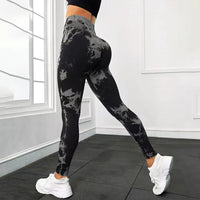 Seamless Tie-Dye Yoga Pants High Waist Peach Booty Leggings for Women - Print Workout Tights Butt Lifting Fitness Cross-Border