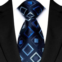 Luxury Men's Necktie 8cm Navy Blue Color Tie Jacquard Neck Ties for Man Business Wedding Party Gift