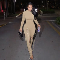 FAGADOER Sexy Bandage Patchwork 2 Piece Sets Woman Outfit Halter Sleeveless Crop Tops and Pants Matching Suit Female Streetwear